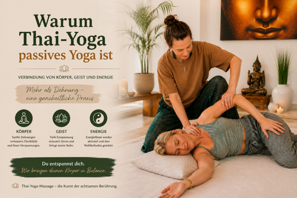Thai-Yoga-Massage als passives Yoga mit sanfter Körperarbeit
