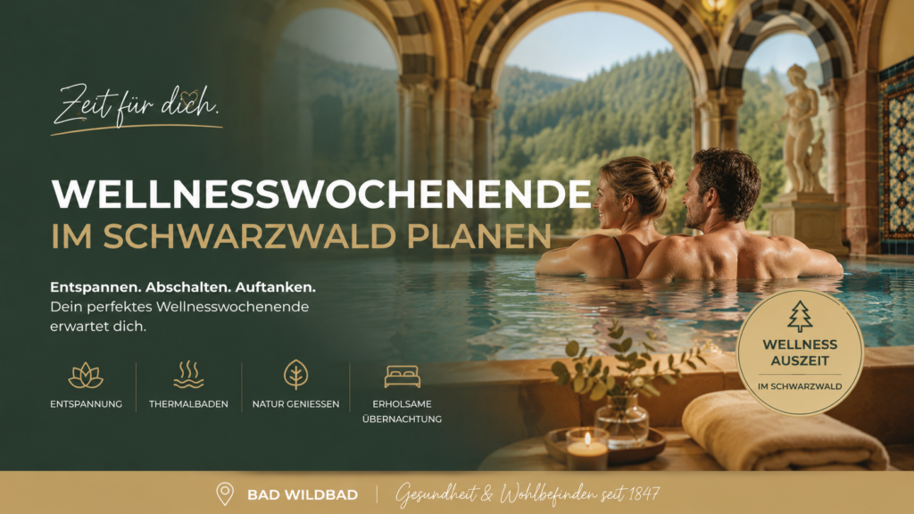 Paar genießt Wellnesswochenende im Thermalbad im Schwarzwald