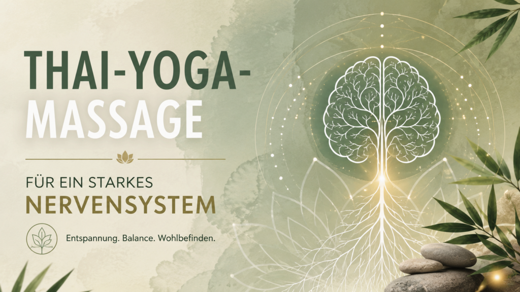 Symbolisches Nervensystem mit Thai-Yoga-Massage und harmonischem Hintergrund